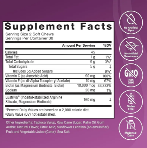 Hair Growth Vitamin D Gummies - 60 Ct